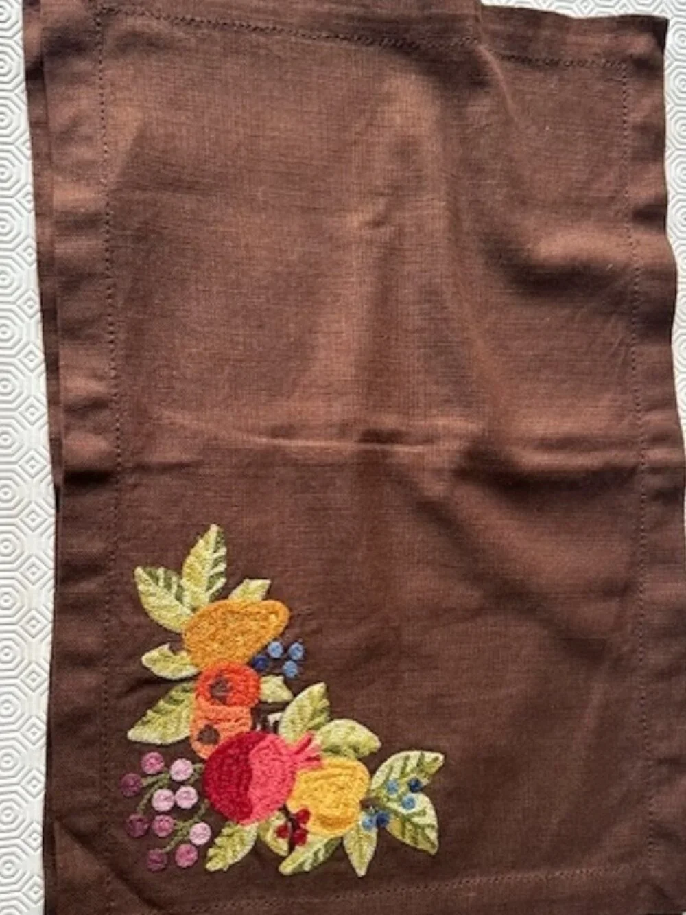 Williams Sonoma Cotton Placemats Embroidered Harvest Fruits Set Of 2